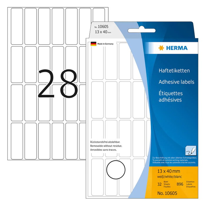 HERMA Etiquetas multiuso blancas 13x40 mm, 672 unidades HERMA Etiquetas multiuso blancas 13x40 mm, 672 unidades