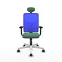 PIQUERAS Y CRESPO Silla de oficina Motilla con mecanismo Sincro, Verde esmeralda y Azul