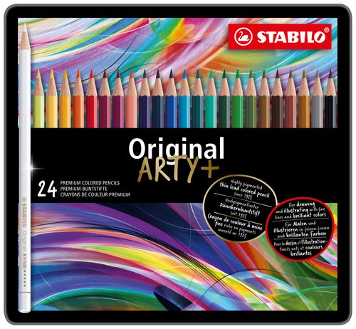 Stabilo Original Arty Lápices de Colores Acuarelables con Estuche Metálico de 24 Colores Surtidos