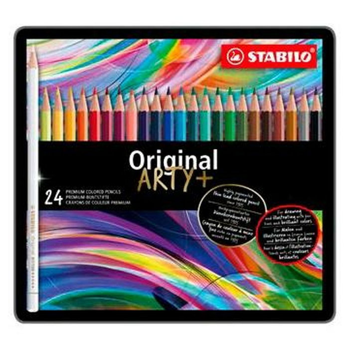 Stabilo Original Arty Lápices de Colores Acuarelables con Estuche Metálico de 24 Colores Surtidos
