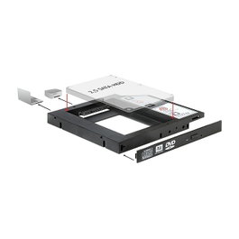 DeLOCK Slim SATA 5.25" a 2.5" Einbaurahmen Negro, 128 mm x 128 mm x 12 mm - 61993