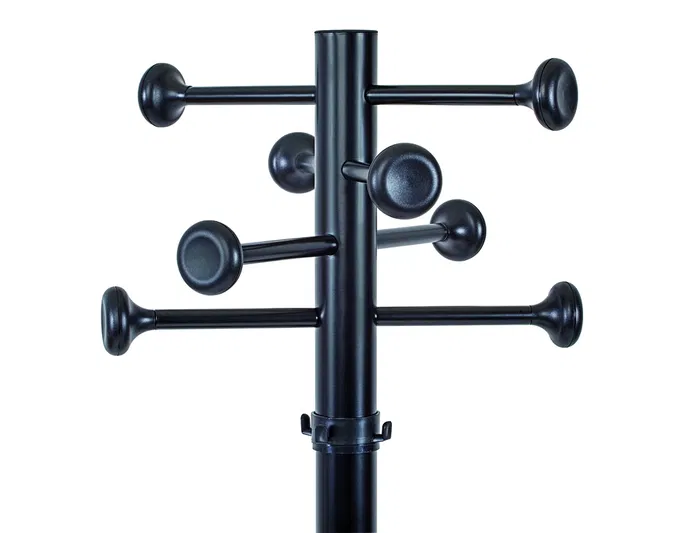 Maul Perchero Metálico 390x1750x390 mm, Negro, 8 Ganchos para Abrigos y Soporte para Paraguas