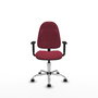 Silla de oficina Algarra con mecanismo Contacto permanente básico tapizada con Tela color Granate. Equipada con Base cromada, Brazos 1D y Ruedas autofrenantes
