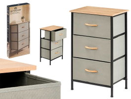 GIFTDECOR Mueble de 3 cajones Gris-Madera-Negro