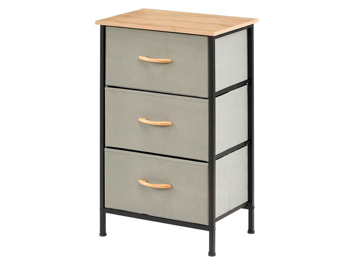 GIFTDECOR Mueble de 3 cajones Gris-Madera-Negro GIFTDECOR Mueble de 3 cajones Gris-Madera-Negro