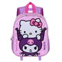 Sanrio Hello Kitty Mochila Pequeña Infantil con Ruedas 3D Relieve Frontal, Asa Telescópica, 7L y 2 Bolsillos Malla Rosa