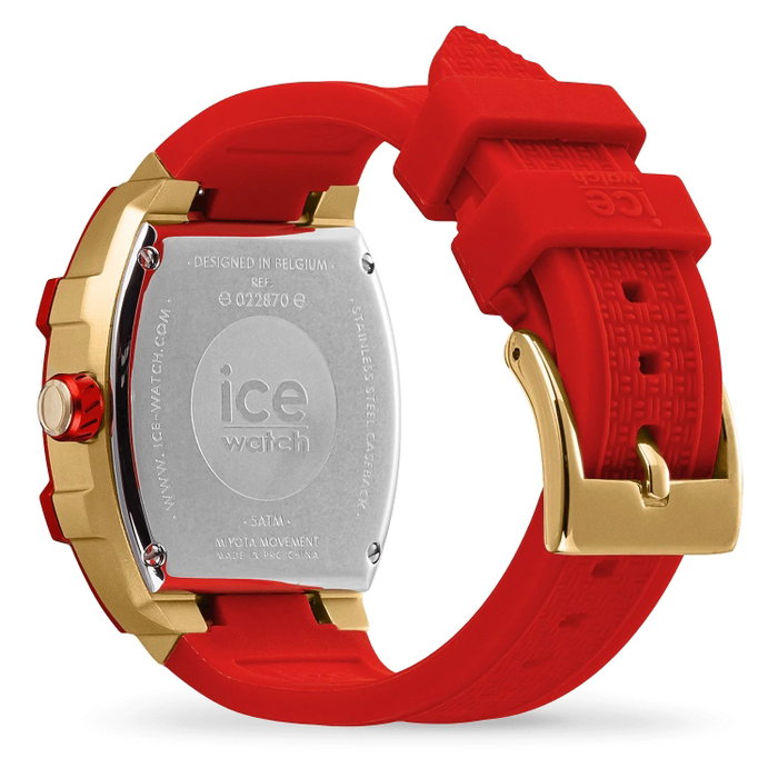 Ice Reloj 022870 con caja dorada y correa roja