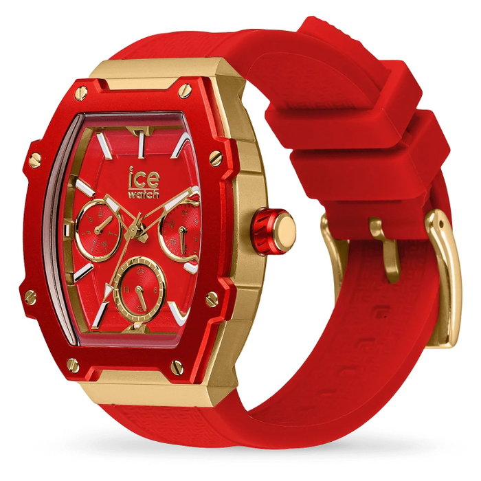 Ice Reloj 022870 con caja dorada y correa roja