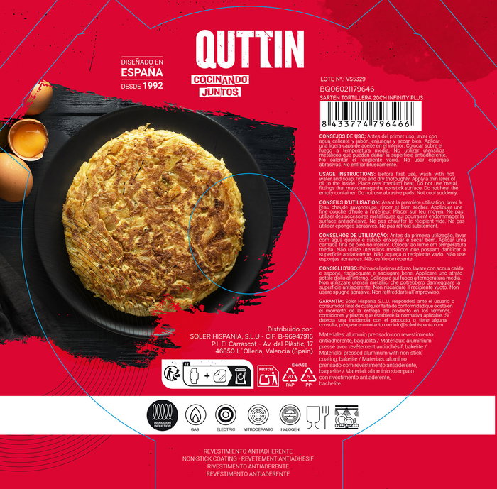 Quttin Sartén Tortillera Infinity Plu 20 cm 2.5 mm (6 Unidades)