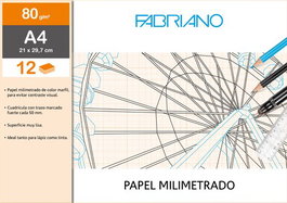 Lamina Fabriano Milimetrado 80 Gr. Mini-Pack De 12 A4