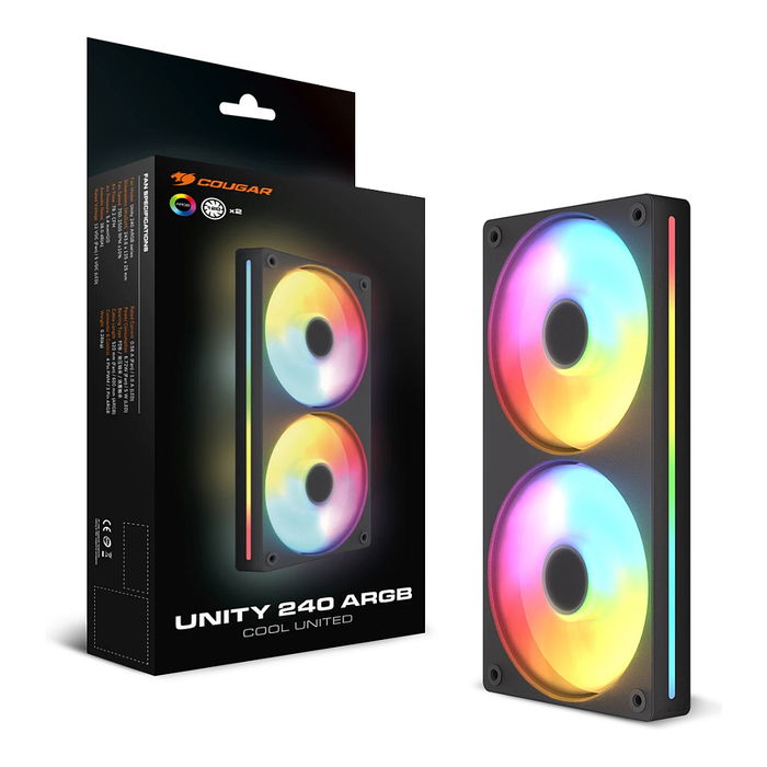 Cougar Unity240-FB Kit de Refrigeración Líquida para CPU de 240mm, 2 Ventiladores ARGB de 120mm PWM Negro