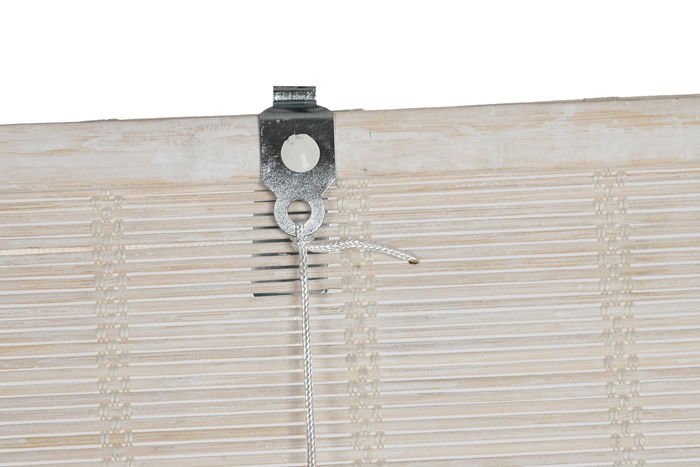 DKD Home Decor Estor Blanco Bambú y Poliéster Enrollable 2 x 175 x 60 cm