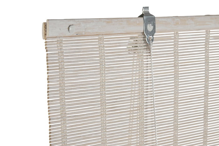DKD Home Decor Estor Blanco Bambú y Poliéster Enrollable 2 x 175 x 60 cm
