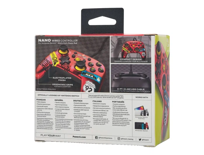 PowerA Mando con Cable Nano para Nintendo Switch Mario Kart Racer Red
