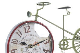 DKD Home Decor Reloj Sobremesa Shabby Bicicleta Verde Rojo 5 x 22.5 x 34.5 cm (4 Unidades)