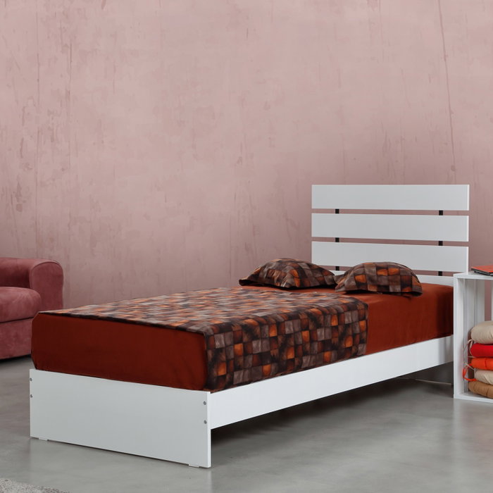Hanah Home Somier individual 90 - Shiny White Blanco Brillante 95x100x205cm para Colchón 90x200cm