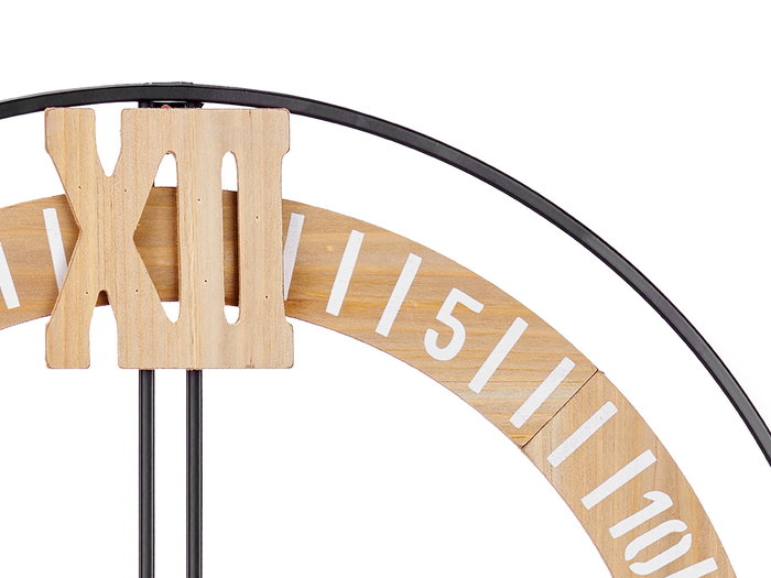 Giftdecor Reloj de Pared Minutero 60x60x5cm Metal Madera MDF Negro (Set de 4)