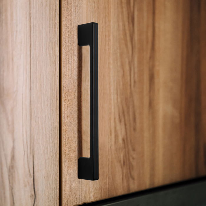 Emuca Lote de 5 tiradores para mueble Paiporta, L160mm, intereje 128mm, Zamak, Pintado negro Emuca Lote de 5 tiradores para mueble Paiporta, L160mm, intereje 128mm, Zamak, Pintado negro