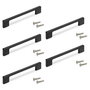 Emuca Lote de 5 tiradores para mueble Paiporta, L160mm, intereje 128mm, Zamak, Pintado negro