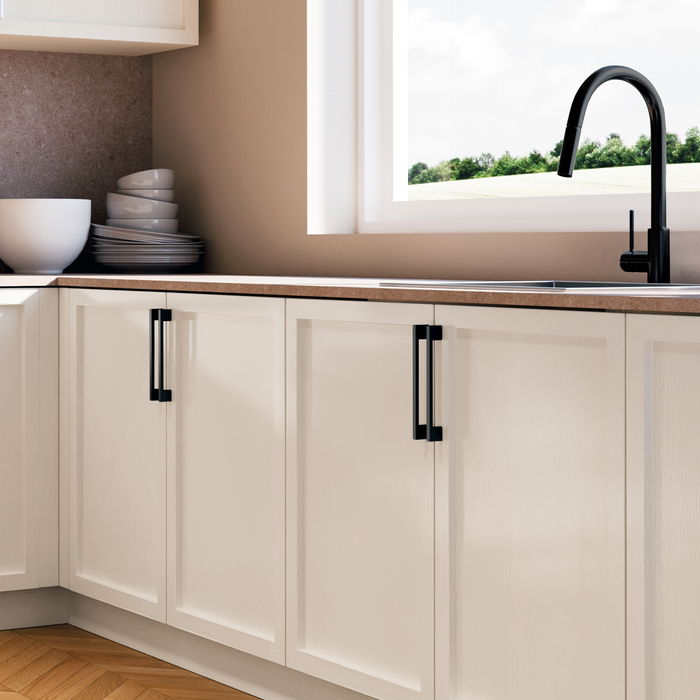 Emuca Lote de 5 tiradores para mueble Paiporta, L160mm, intereje 128mm, Zamak, Pintado negro Emuca Lote de 5 tiradores para mueble Paiporta, L160mm, intereje 128mm, Zamak, Pintado negro