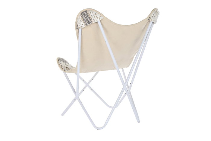 DKD Home Decor Nacla Sillon Boho Blanco Gris 65 x 90 x 74 cm
