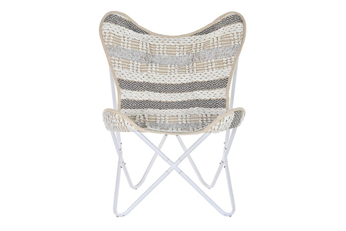 DKD Home Decor Nacla Sillon Boho Blanco Gris 65 x 90 x 74 cm