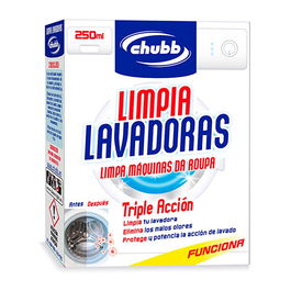Chubb Limpia Lavadoras Triple Acción y Descalcificador 250 ml - Elimina la Cal, Limpia y Protege - Mantenimiento Electrodoméstico