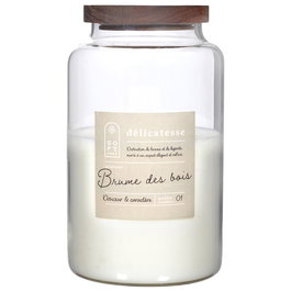 Home Deco Factory Vela Perfumada con Tapa de Madera de Acacia, Aroma Brume des Bois, Altura 24 cm, para Ambiente Acogedor
