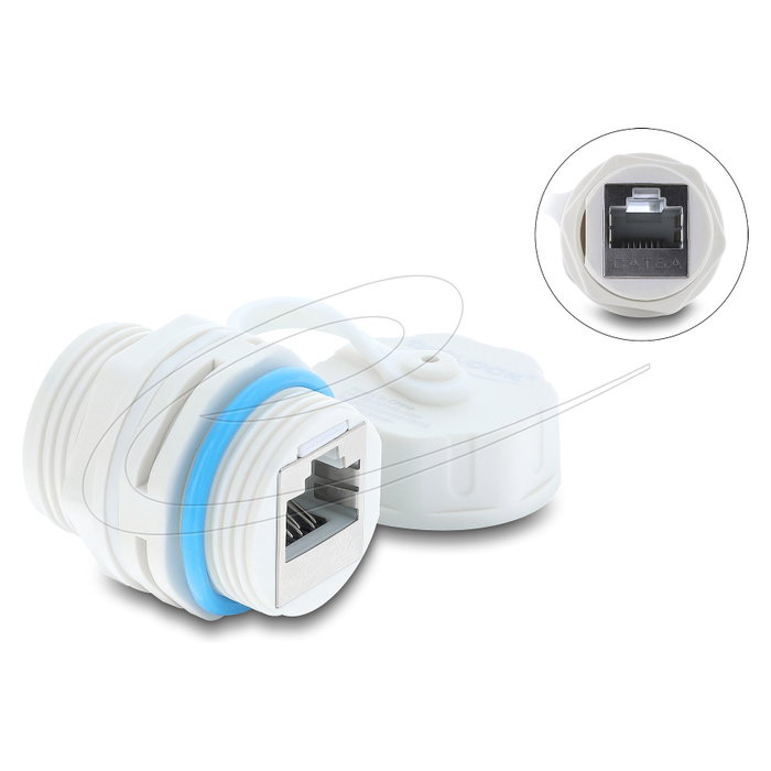 DeLOCK 87156 Conector RJ45 Cat.6A con rosca M23.5 x 1,5 mm e IP68 Blanco DeLOCK 87156 Conector RJ45 Cat.6A con rosca M23.5 x 1,5 mm e IP68 Blanco