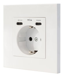 Nanocable Base de Enchufe Schuko con 2 USB-C PD 20W Blanco