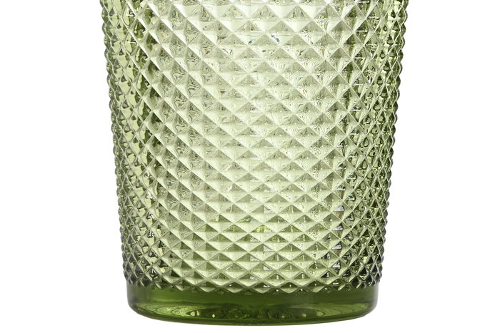 DKD Home Decor Vaso Basicos, Colección Diamond Garbo, Verde, 240ml, Cristal, Set de 6, 8x10x8 cm