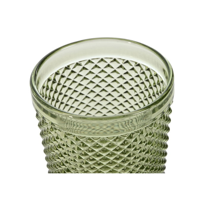 DKD Home Decor Set de 6 Vasos de Cristal Diamond Garbo Verde con Relieve