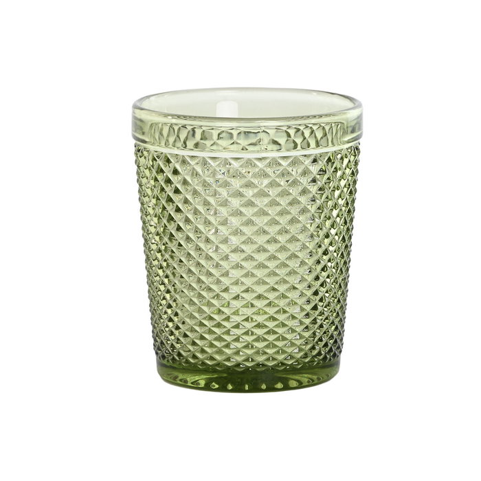 DKD Home Decor Set de 6 Vasos de Cristal Diamond Garbo Verde con Relieve