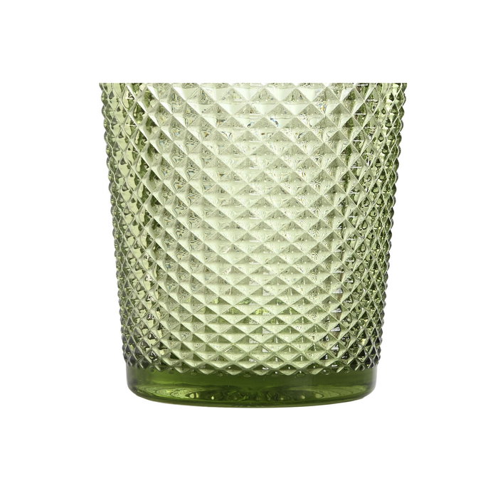 DKD Home Decor Set de 6 Vasos de Cristal Diamond Garbo Verde con Relieve