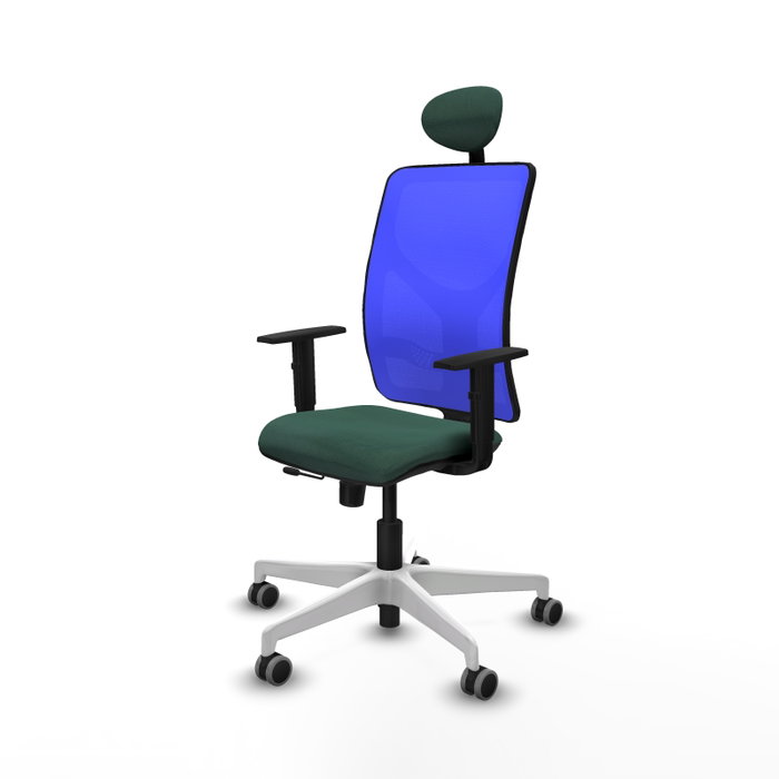 PIQUERAS Y CRESPO Silla de oficina Motilla con mecanismo Sincro/Traslack, Verde botella y Azul