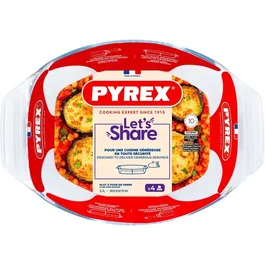 Pyrex Fuente ovalada para hornear Let's Share 35 x 24 cm Vidrio