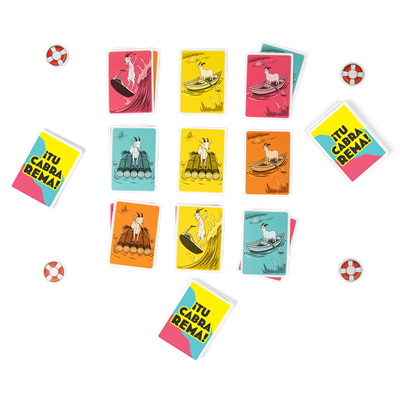Exploding Kittens Juego de Mesa ¡Tu Cabra Rema! EKIRYG01ES - Juego de Cartas Familiar, Español, 2-6 Jugadores, a Partir de 7 Años