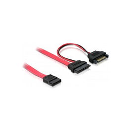 DeLOCK SATA Slim 13pin Bu>7+15p 5V Cable SATA, 0.5m, Macho/Hembra, Rojo
