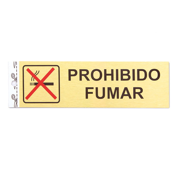 DUVER Placa Aluminio Plata 150X45''Prohibido Fumar'' Señal Advertencia Señalética DUVER Placa Aluminio Plata 150X45''Prohibido Fumar'' Señal Advertencia Señalética
