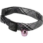 Aime AIM3281019020686 Collar para gato Tartán rosa, flor color caramelo, cascabel dorado