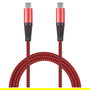 2GO 797195 Cable USB-C a USB-C de 1 m, USB 3.2 Gen 1, Carga y Datos, Nylon Trenzado, Color Rojo