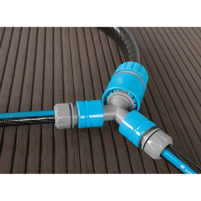 Cellfast Conector de 3 Vías con Reductor 1 Pulg 6 Bar para Mangueras de ½ - ¾ Pulg Cellfast Conector de 3 Vías con Reductor 1 Pulg 6 Bar para Mangueras de ½ - ¾ Pulg