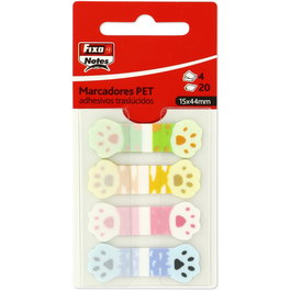 FIXO Banderitas Adhesivas Notas Popup Traslúcidas 15x44mm Huellas Pack de 24