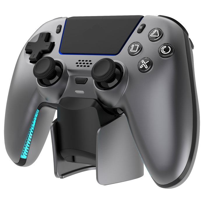 Deltaco Gaming GAM-199-STEELGRAY Mando Inalámbrico para PS5 con Estación de Carga, Bluetooth/USB, Vibración, Steel Gray