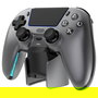 Deltaco Gaming GAM-199-STEELGRAY Mando Inalámbrico para PS5 con Estación de Carga, Bluetooth/USB, Vibración, Steel Gray