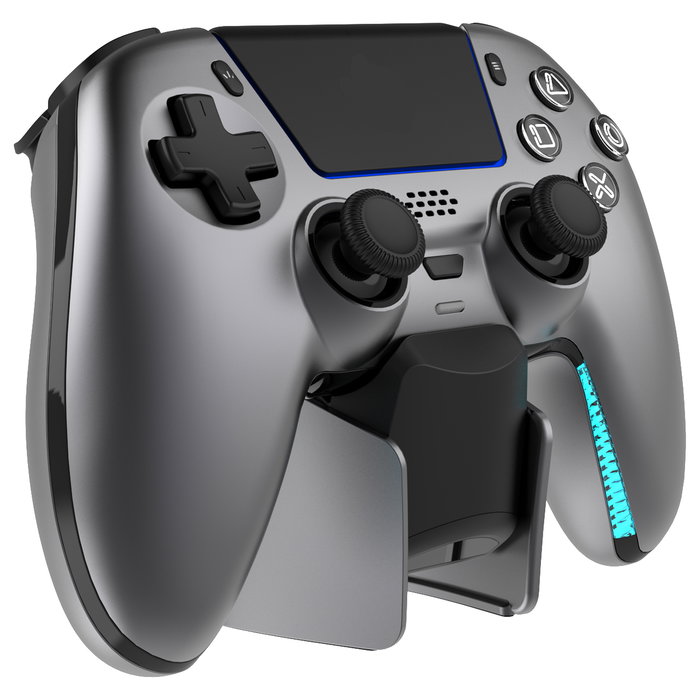 Deltaco Gaming GAM-199-STEELGRAY Mando Inalámbrico para PS5 con Estación de Carga, Bluetooth/USB, Vibración, Steel Gray