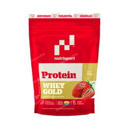 NUTRISPORT Whey Gold Protein Concentrada, Sabor Fresa, Recuperación Muscular con BCAAs y Vitamina B6, 500 gr