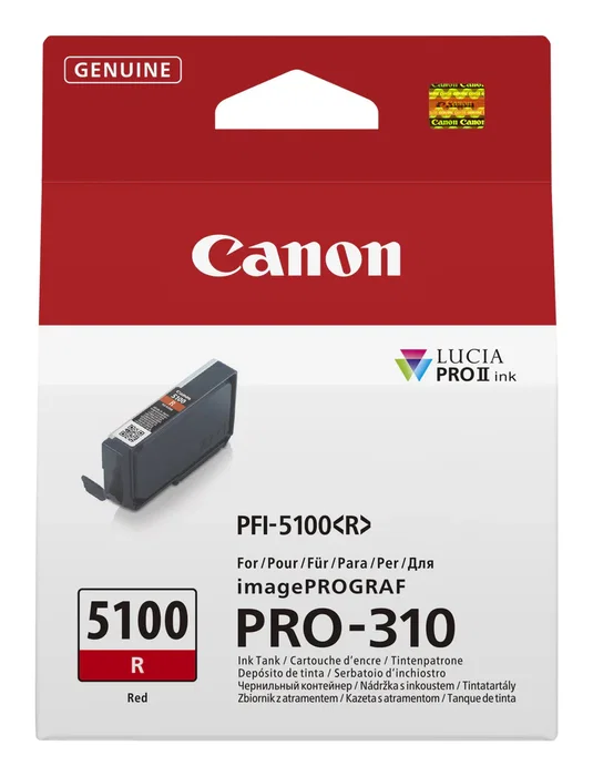 Canon PFI-5100 R Cartucho de Tinta Rojo Original 14.4 ml Compatible con imagePROGRAF PRO-310 - 1 pieza