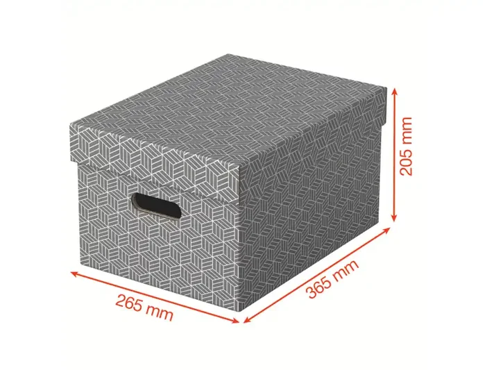 Esselte Pack de 3 cajas de almacenaje de cartón gris, 36,5x26,5x20,5cm