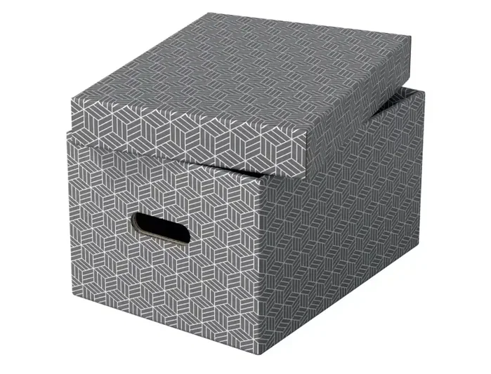 Esselte Pack de 3 cajas de almacenaje de cartón gris, 36,5x26,5x20,5cm